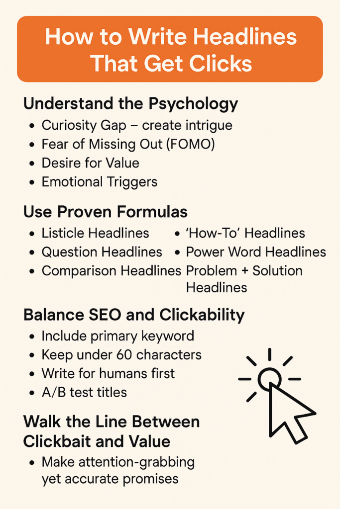 How to write headlines that get clicks. Cheat sheet